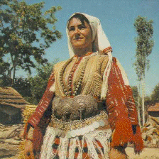 Woman in traditional Macedonian costume.